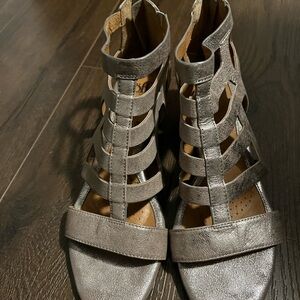 Sofft Gray Gladiator Sandals with Metallic Finish